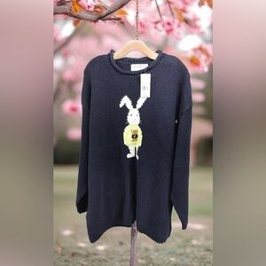Marisa Christina Navy Sweater with Rabbit Design